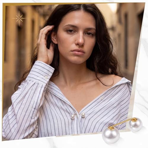 Image of WILLBOND 6 Pcs Artificial Pearl Brooch Pins Sweater Shawl Safety Clips Dress Clips for Women