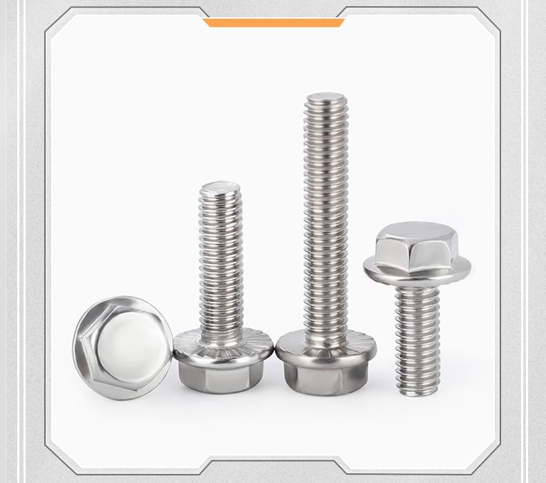 Image of cSeao M12-1.75 x 35mm Flanged Hex Head Bolts Flange Hexagon Screws, Stainless Steel 18-8 (304), Plain Finish, 6 PCS