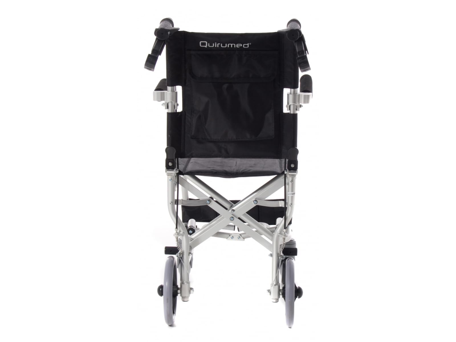 QUIRUMED Silla de ruedas de aluminio para viajes, Silla de ruedas de tránsito, para traslado, Asiento 36 cm, Ligera, Plegable, Apoyabrazos y reposapiés reclinables