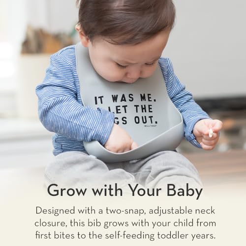 Baby Bib for Eating by Bella Tunno, Waterproof Silicone Bib with Large Food Catcher, Adjustable Fit for Babies 4-12 months & Toddlers 1-3 Years, Boys & Girls, Just Like Dad4