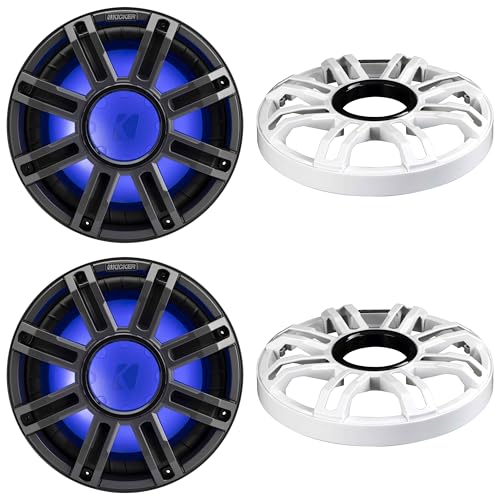Kicker (2) 51MWF124 - MWF 12-Inch Premium Marine Subwoofer (Free-air) 4-ohm and 51MWG12W White Grill Bundle