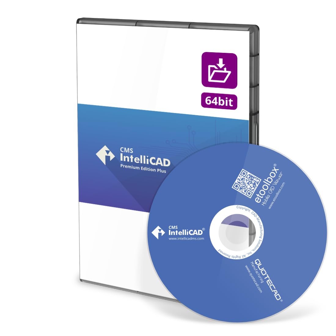 CMS IntelliCAD PE Plus | Professionelle CAD-Software für 2D und 3D-Modelle, kompatibel mit .dwg-Dateien | Perpetuelle Lizenz | DVD-Disk und Download-Link. Digitale Lizenz