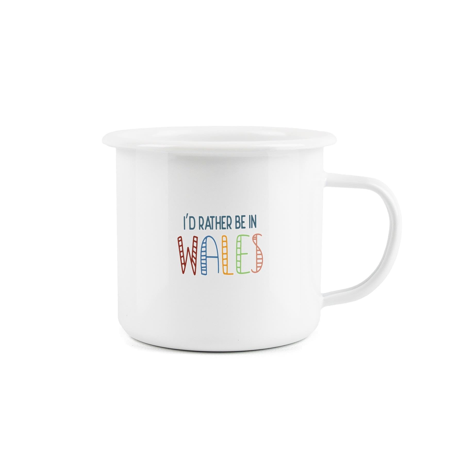 I'd Rather Be Enamel Mug - I'd Rather Be in Wales Novelty Durable Hot Drinks Outdoor Cup for Travel Picnics Home Hiking