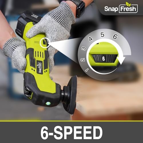 SnapFresh Oscillating Multi Tool Cordless, 20V DIY Tool Kit, 6 Speed, 3.2°Oscillation Angle, Quick-Lock Replaceable, 24pcs Accessories, Battery & Fast Charger, For Scraping, Blades Sanding, Cutting