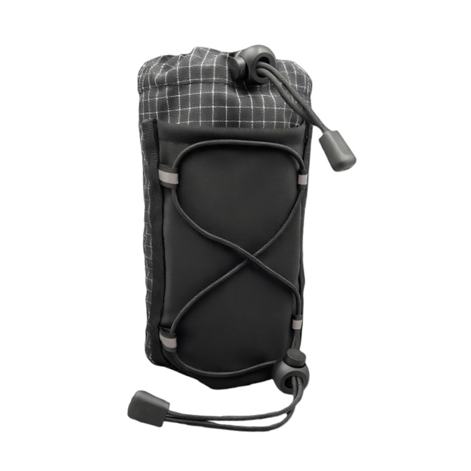 Molle Water Bottle Holder Drawstring Sports Water Bottles Pouch Bag Hydration Carrier for Travel Camping Hiking (Black, 18.5cm*8.7cm)
