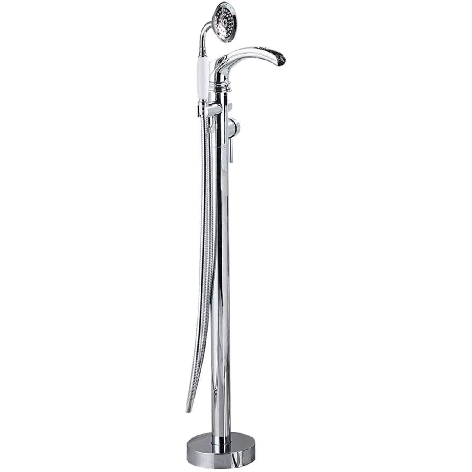 DFGHNBVC Waterfall Bathtub Faucet With Hand Shower, Floor Mounted Tub Filler Faucet, Single Handle Bathroom Tub Mixer Tap, Freestanding Bathtub Faucet,Brushed Nickel,Chrome