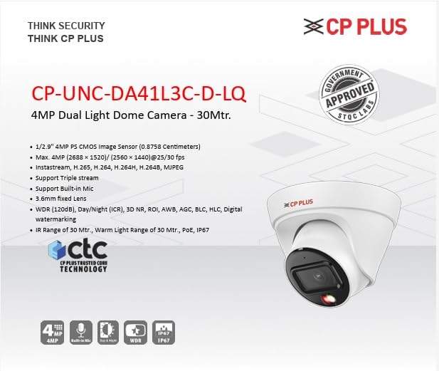 Image of CP Plus 4MP IP Network STQC Model Wired Colour Vision in Night with Audio 4 CCTV Camera Set with (8CH NVR,4 MP Outdoor bullete-2Nos,4MP Indoor Dome-2Nos,8+2 Port Port POE Switch(Without Hard Drive)