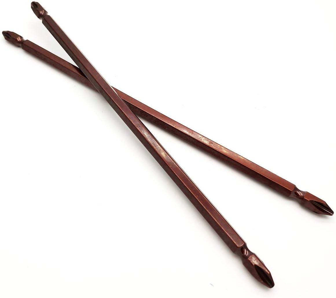 2Pcs 8 Inch(200mm) Length Magnetic Double Ended PH2 Phillips Cross Screwdriver Bits