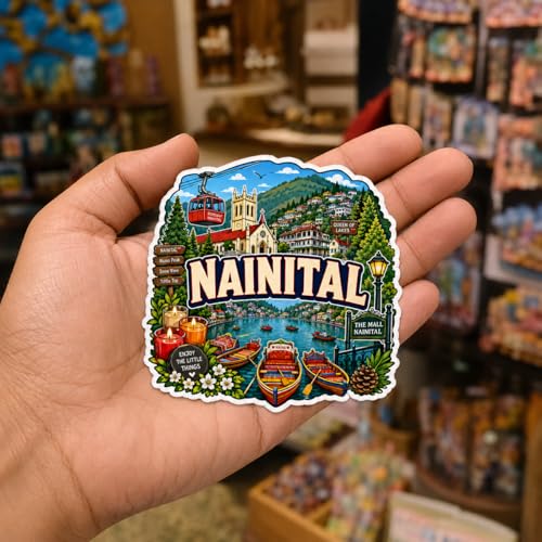Image of Zesta Wooden Fridge Magnets Set | Refrigerator Decor Magnets for Kitchen | India Souvenir Fridge Magnet Collection | Wooden Magnet for Fridge Door Decoration (Nainital)