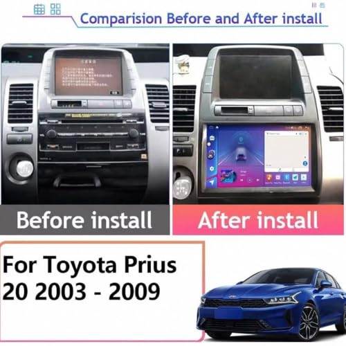 Radio Pantalla Carplay Toyota Prius 20 2003-2009 con Android Auto Inalámbrico 4G 64G 3