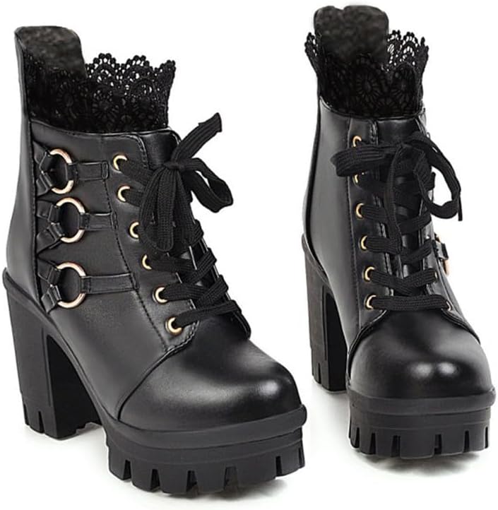 MEOTINA Goth Chunky Platform Boots for Women High Heel Black Ankle Booties Rivets Punk Combat Boot Shoes - Image 4