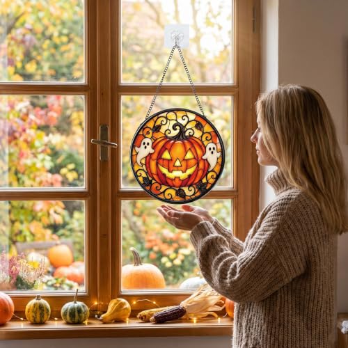 Attrape-soleil d'Halloween en vitrail décoration murale