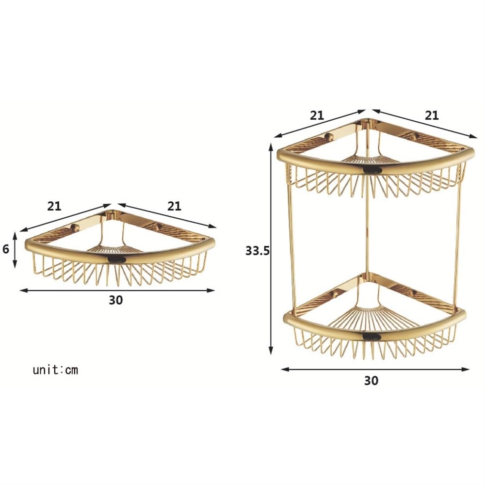 Étagère D’Angle Douche 2 Niveaux Laiton Chromé – Rangement Gain De Place Élégant Pour Salle De Bain, Cuisine, Cosmétiques & Épices