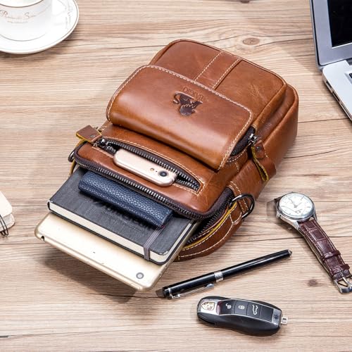 BAIGIO Genuine Leather Small Messenger Bag for Men Crossbody Shoulder Bag for Ipad MIni Handbag Man Purse for Daily Business2