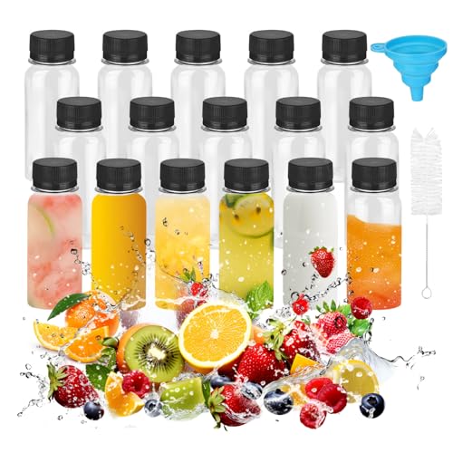 Xmart 16 pièces Petite Bouteille Shot de Jus Plastique 60ml Mini Bouteille Shot Réutilisables Shot...