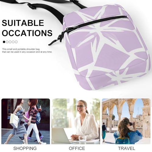 Light Purple Star Pattern Mini Crossbody Bag Anti-Theft Side Shoulder Bags Messenger Bag Unisex4