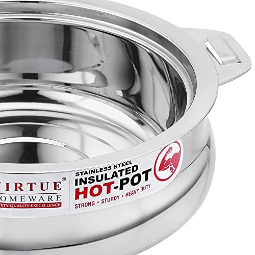 Image of Casserole Stainless Steel Insulated 1500 ml Bella series Double wall for Serving cooked food and storing Hot food | Thermoware HOT and COLD for long hour for Home Canteen Picnic use