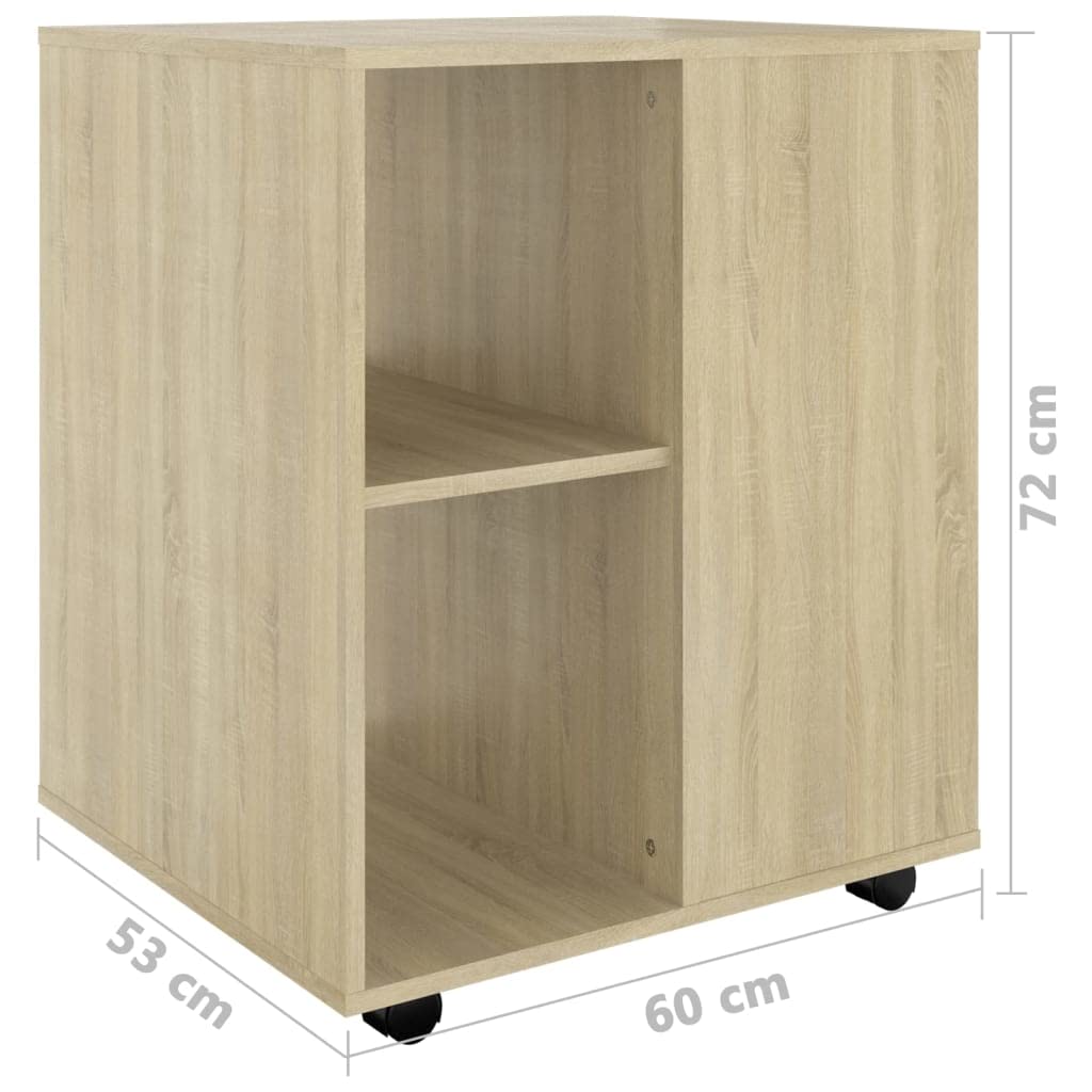 Armadio a rotelle, armadietto da ufficio, armadietto autoportante, per aziende, ufficio, scuola, soggiorno, camera da letto, rovere Sonoma, 60 x 53 x 72 cm