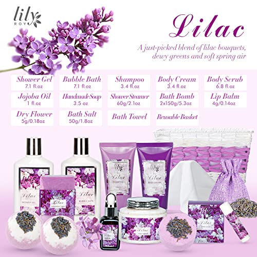 15Pcs Spa Gifts for Women Spa Kit Spa Gift Basket Set with Lavender Lilac Bath Gift Set Bath Gift Basket Set for Christmas Birthday Gifts for Women Mother's Day Bath and Body Gifts Set - Image 3