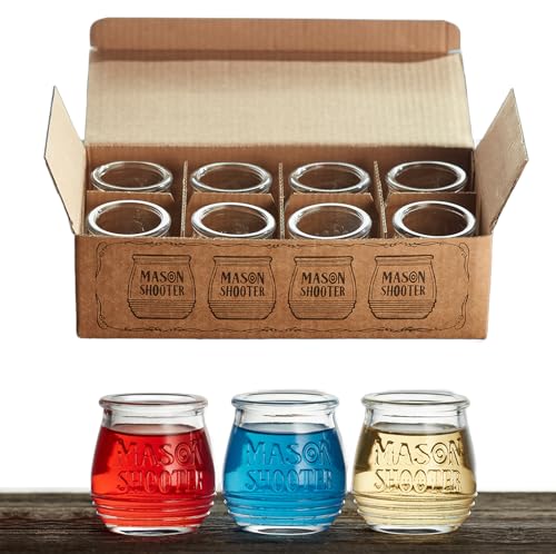 Hayley Cherie 2Oz Mason Shooter Shot Glasses (Set Of 8) Small Clear Glass Jars For Drinks cover