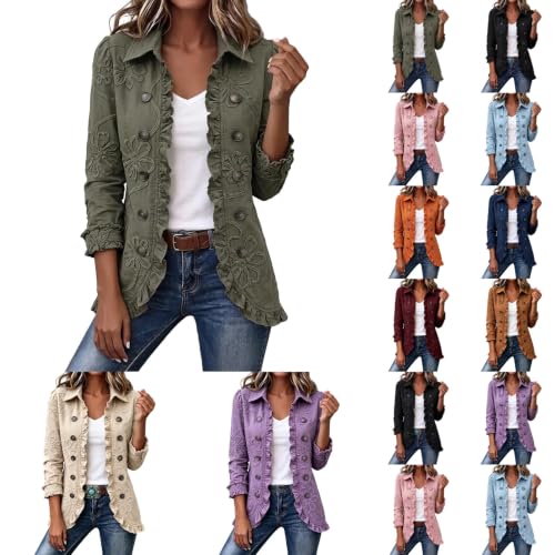 Ruffle Trim Jackets For Women Open Front Vintage Lightweight Peplum Jackets - image 1