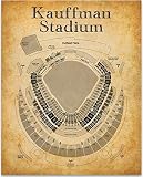 Kauffman Stadium of Kansas City Baseball Seating Chart - 11x14 Unframed Art Print - Great Sports Bar Decor and Gift for Under $15 Baseball Fans