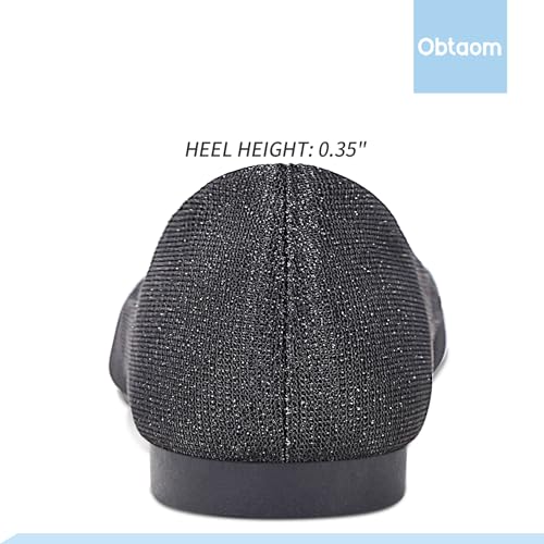 Obtaom Round Toe Women Flat Shoes Slip on Girls Dress Black Ballet Flats4