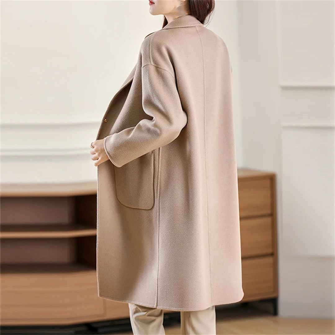 Damen-Mantel, doppelseitig, Kaschmir, lang, für Herbst und Winter, doppelseitig, locker, Wollmantel, Matcha-Farbe, Größe S, Matcha-Farbe, S