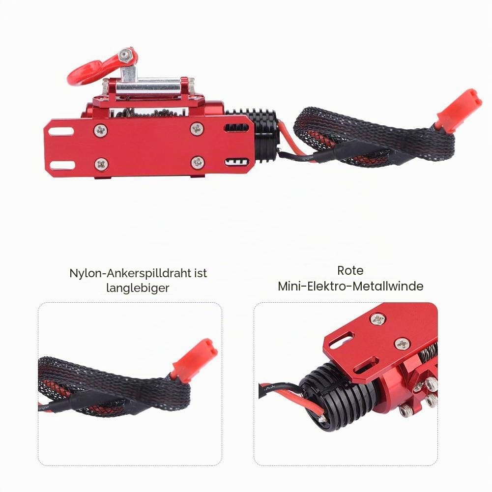 RC Car Seilwinde Elektrische Winch aus Metall 1/10 RC Modellfahrzeug Crawler Autozubehör Metallwinde mit Fernbedienung Playing Accessories Musical Instrument Accessories
