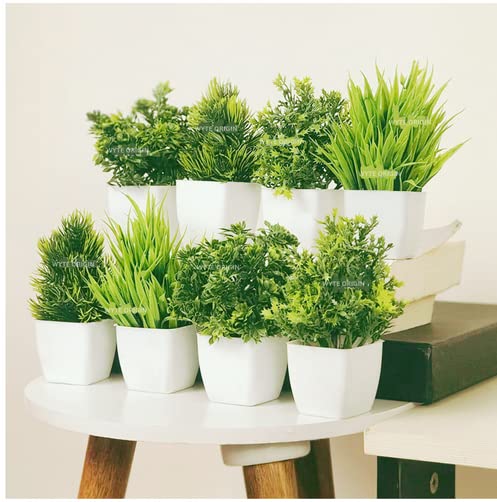 Artificial Potted Plants, Green Artificial Plastic Eucalyptus Plants Small Indoor Potted Houseplants, Small Faux Plants for Home Decor Bathroom Office Farmhouse. (Set-4) - Image 7