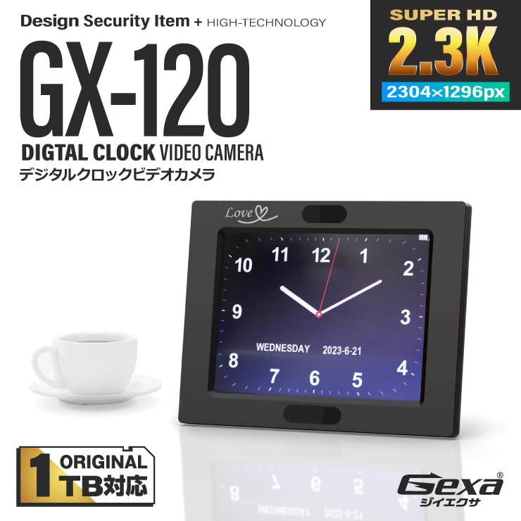 Amazon.co.jp: Gexa（ジイエクサ） 2.3K 小型カメラ デジタルクロック