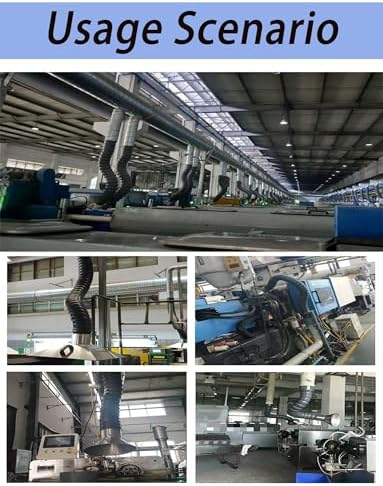 Flexible Industrial Fume Extractor Hose - 160mm x 200cm Welding Ventilation Tubing with Stainless Steel Hood for Factory & Workshop Air Filtration