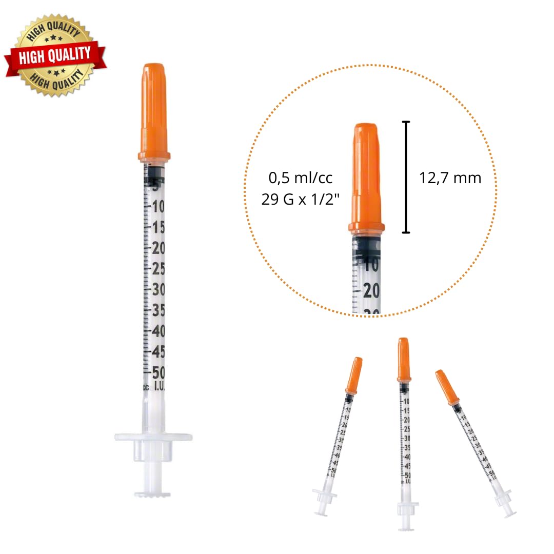 100 Stück 0.5 ml/cc Plastiktube 29G (0,33 x 12,7mm), Mehrzweck-Messwerkzeuge, Einzeln verpackt (29G 1/2")