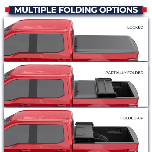 Image of MOSTPLUS Tri Fold Soft Folding Truck Bed Tonneau Cover Compatible for 2019 2020 2021 2022 2023 2024 2025 2026 Ford Ranger 5FT On Top-61 inch