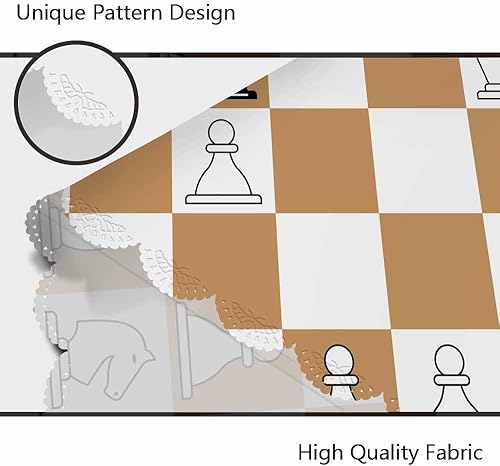 Miniatura 5 de AOYEGO Mantel redondo de tablero de ajedrez marrón, tamaño King, Queen, juego de ajedrez, juego de ajedrez, 60 pulgadas para comedor, fiesta,