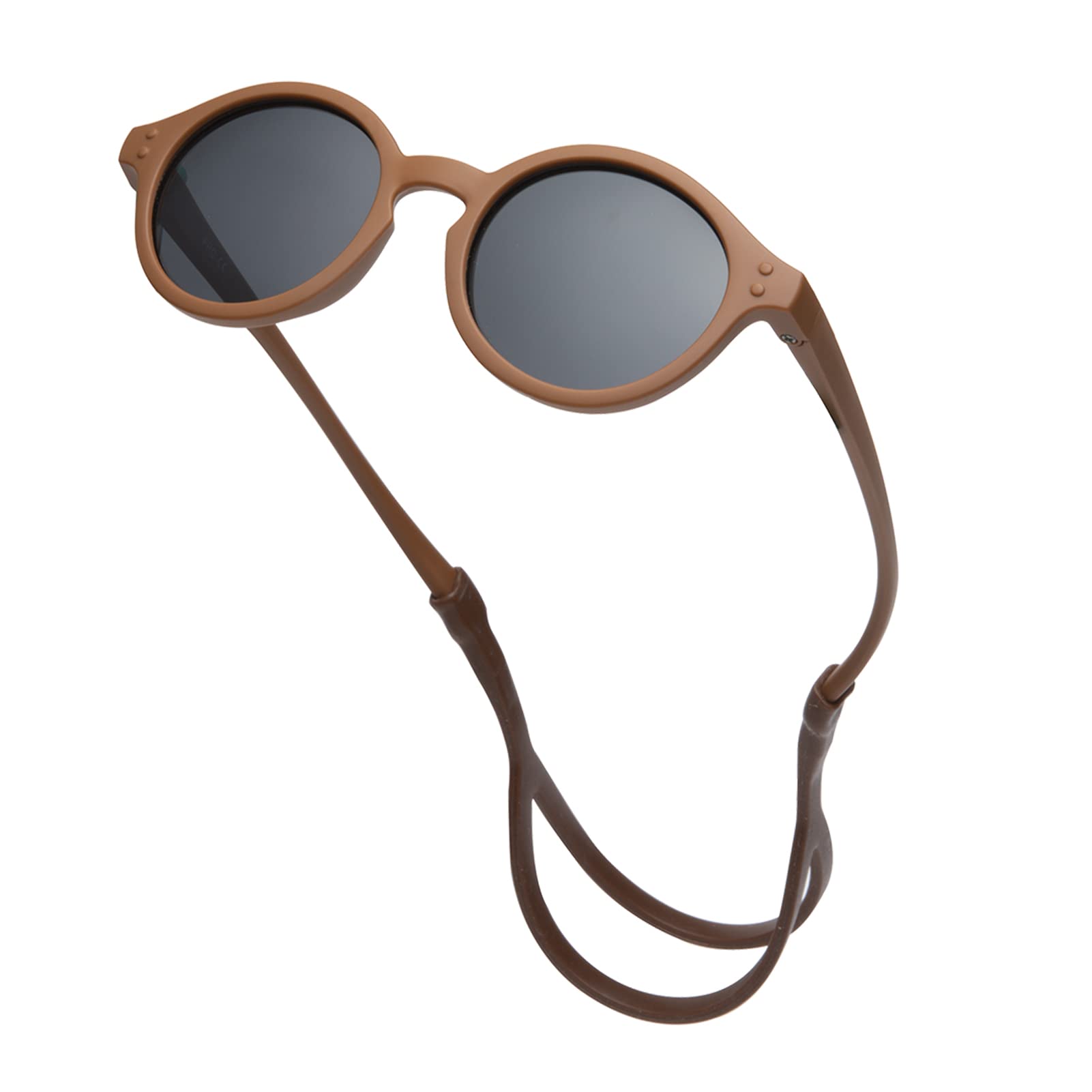Pro Acme Cute Round Polarized Baby Sunglasses with TPEE Strap, Flexible Rubber for Toddler Newborn Ages 0-36 Months
