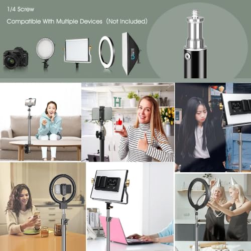 Image of Brolaviya Desk Stand with 1 /4 inch Screw Mount, Adjustable Desktop Mount for Mobile, Ring Light, Camera, Webcam & LED Video Light, 360 Ball Head, Metal Table Clamp Stand for Live Streaming & Recording