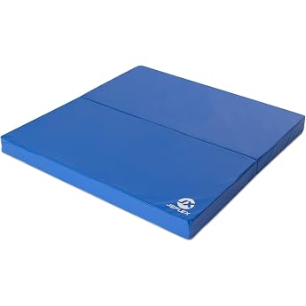 Jeflex - Blue Folding Soft Floor Mat & Gym Mat 100 x 100 x 8 cm Made in Germany / Foldable Gymnastics Mat / Space-Saving Fitness Mat & Foldable Yoga Mat / Thick Sports Mat for Children's Room