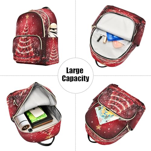 Image of ALAZA Beautiful Christmas Tree Red Women Backpack Purse Ladies Fashion Shoulder Bag Daypack Travel Bag 7.5L