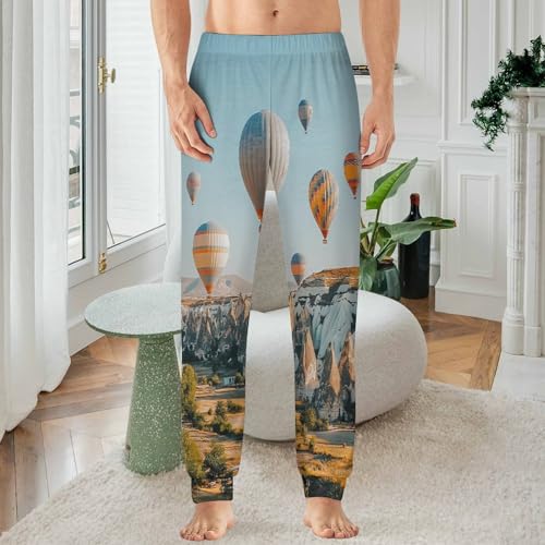 Hot Air Balloon in The Sky Men's Pajamas Pants Lightweight Sleep Lounge Pant Pjs Bottoms Casual Sleepwear2