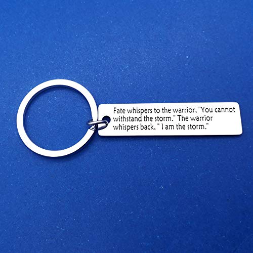 Encouragement Keychain Fate Whispers To The Warrior I Am The Storm Keyring Inspirational Jewelry For Women Men Teen Girl Boys Son Daughter Motivational Awareness Jewelry Birthday Graduation Gift #TOP2