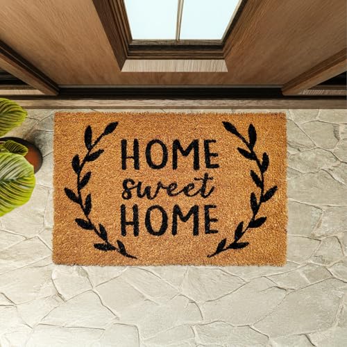 Garden Mile Coir Door Mat 40 x 60cm – Heavy Duty “Home Sweet Home” Entrance Doormat with Non-Slip Backing for Front Door, Indoor & Outdoor Use, Durable Natural Coir Dirt Trapper Mat