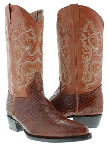 Texas Legacy Mens Cognac Western Leather Cowboy Boots Turtle Design Print J Toe2