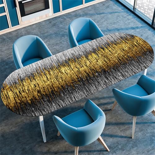 Treer Mantel Antimanchas Estilo Nórdico, Mantel Oval con Bordes Elástica, Protector de Mesa Ajustable Frotable, Tapetes para Mesa para Fiesta Cocina Picnic Aire Libre (Gris,91x152cm/36 x60)