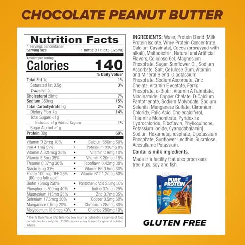 Image of Pure Protein Protein Shake, 30g Complete Protein, Ready to Drink and Keto-Friendly, Vitamins A, C, D, and E plus Zinc to Support Immune Health, 11oz Bottles, 12 Pack, Variety Pack