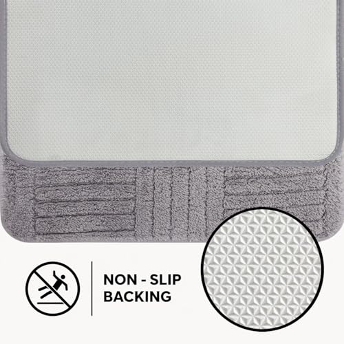 Image of LUXE HOME INTERNATIONAL Microfiber Bath Mat for Bathroom Anti Slip Water Soak Plush Soft Bahrain Maze Door Mat for Home Bedroom Washable Floor Rug (40x58cm Grey) Pack of 1