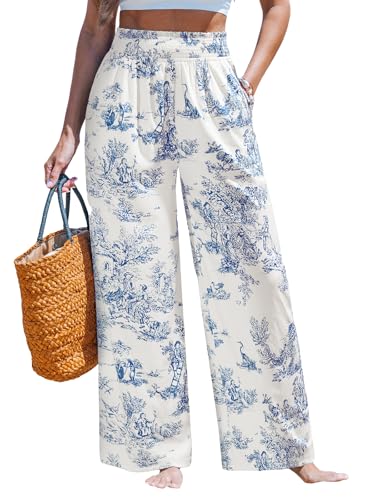 Pantalon de plage fluide pour des vacances ensoleillées en palazzo à motif floral bohème chic