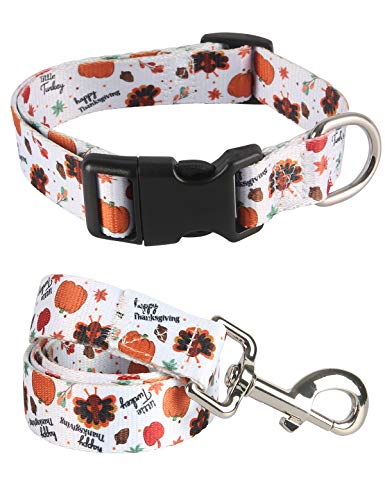 Impoosy 2PCS Dog Thanksgiving Collar with Pet Funny Turkey Leash Set Cat Adjustable Dog Cute Fall Collars for Small Medium Large Pets Dogs Cats (X-Large)