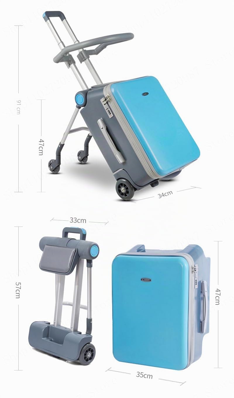 Kinder-Roller-Koffer, 2-in-1, Aufsitzkoffer mit Kindersitz-Design, Hartschalengepäck, mit einziehbarem Griff und EVA-Schale für Reisen, rose