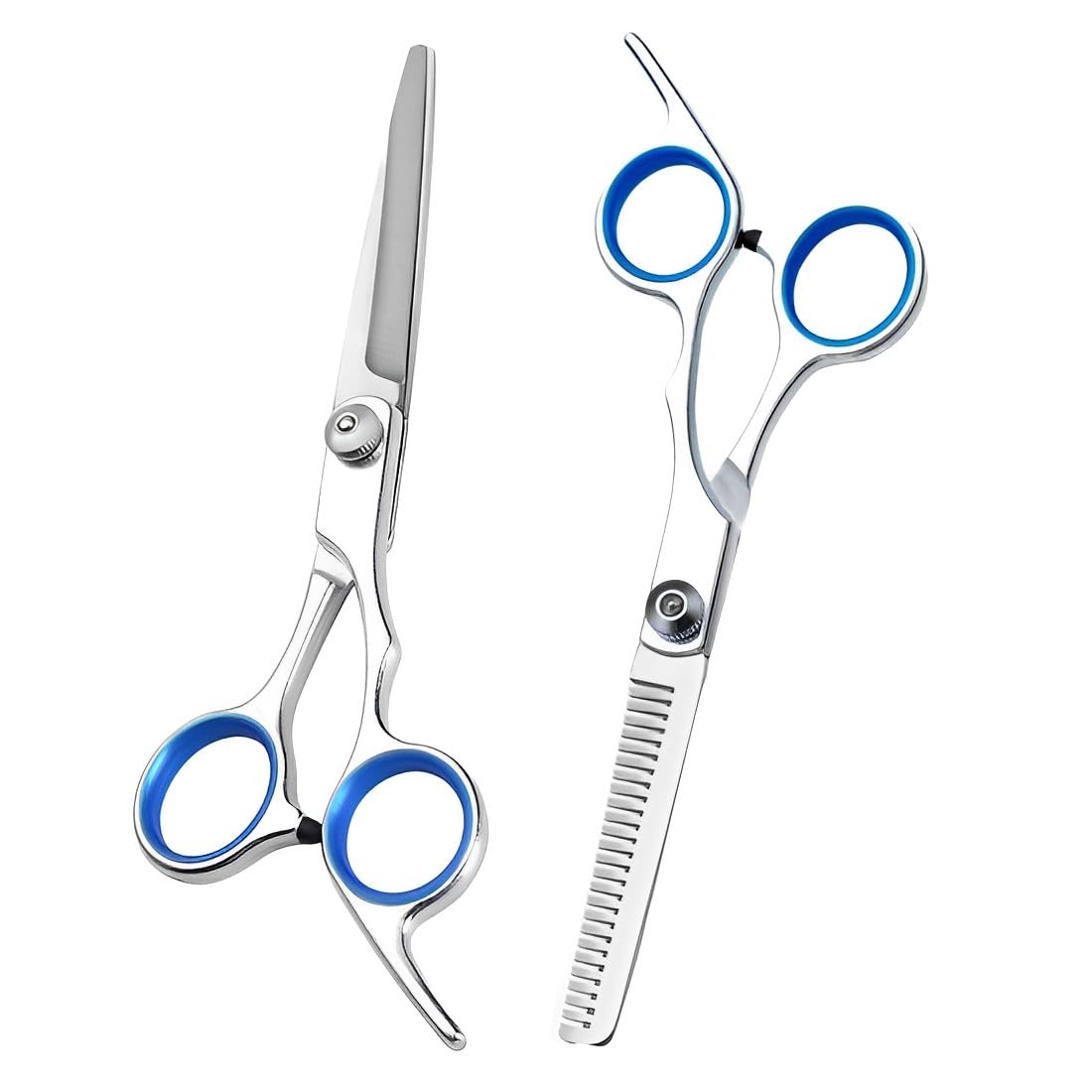 EUYRVAW 2 Tijeras Profesionales para Cortar y Desfilar el Pelo - Plata, Tijeras para peinar de afilado y preciso, Tijeras de peluquería para adelgazar y dar forma, Adecuado para el hogar, peluquería